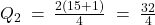 Q_2 \: = \: \frac{2(15+1)}{4} \; = \; \frac{32}{4}