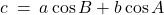 c \: = \: a \cos B + b \cos A
