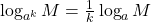\log_{a^{k}}M = \frac{1}{k}\log_{a}M