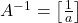 A^{-1} = \left[\frac{1}{a}\right]