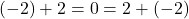 (-2) + 2 = 0 = 2 + (-2)