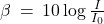 \beta \: = \: 10 \log \frac{์I}{I_0}