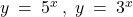 Rendered by QuickLaTeX.com y \: = \: 5^x \: , \; y \: = \: 3^x