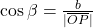 \cos\beta = \frac{b}{\lvert \overline{OP} \rvert}