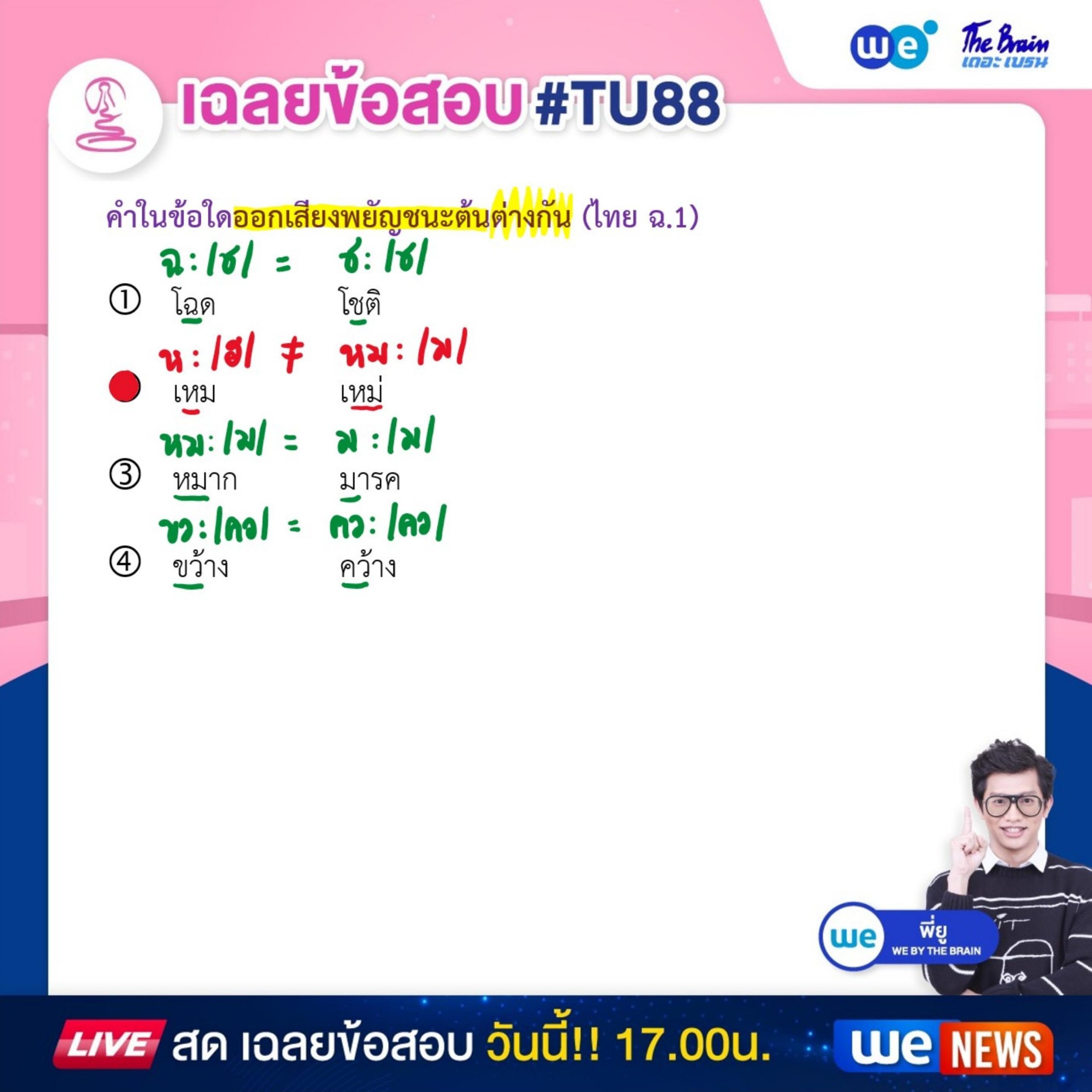 ข้อสอบภาษาไทย สอบเข้า ม.4 เตรียมอุดมฯ 68 พร้อมเฉลย #TU88 ข้อที่ 3