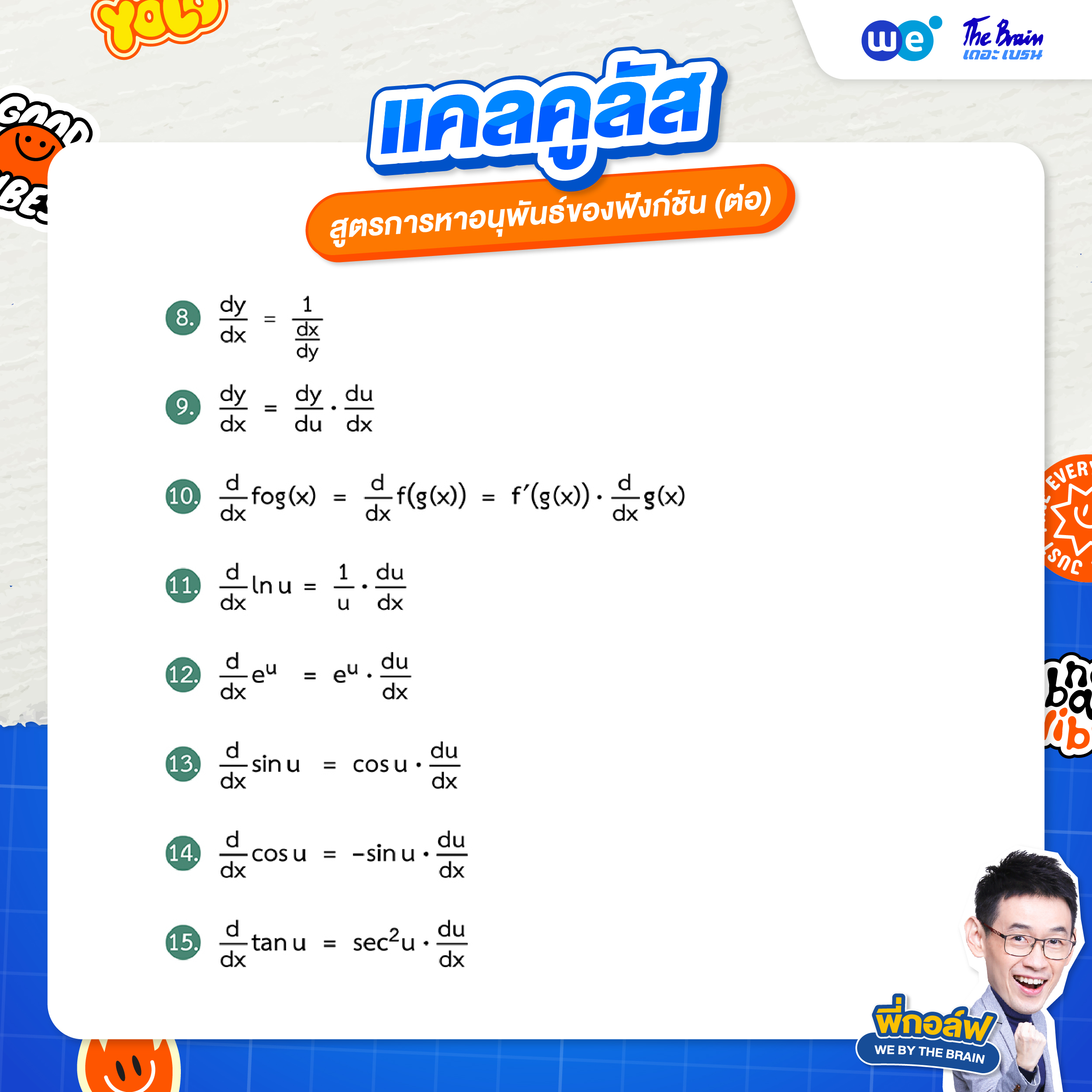 สูตรการหาอุนุพันธ์ของฟังก์ชัน (ต่อ) - สรุปแคลคูลัส ม.6