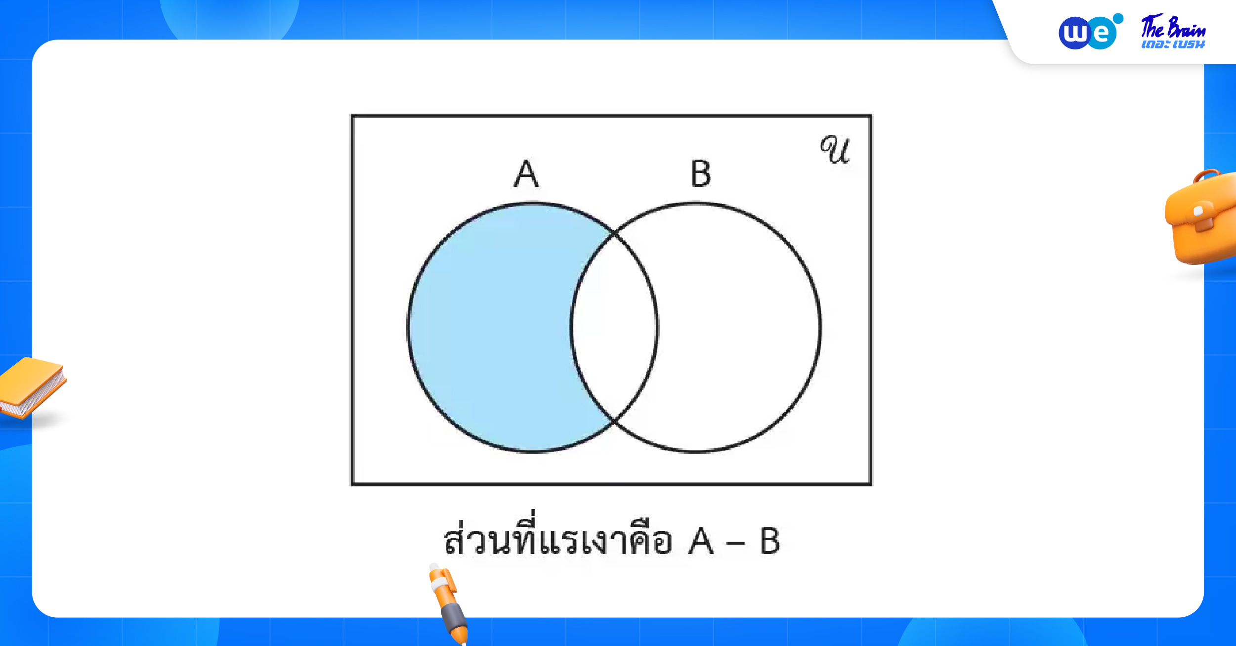 การดำเนินการระหว่างเซต แบบผลต่างระหว่างเซต (Difference of Sets) - สรุป เซต ม.4 เทอม 1