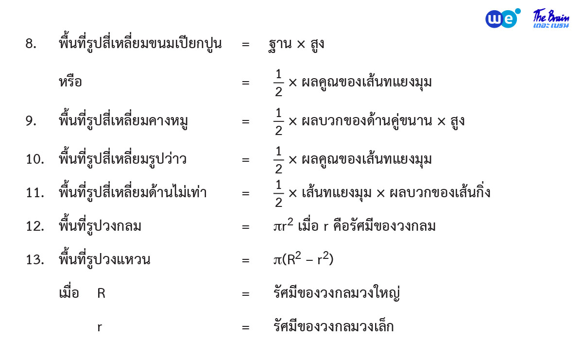 สรุปสูตรพื้นที่ผิวและปริมาตร (2) - คณิตศาสตร์ ม.ต้น