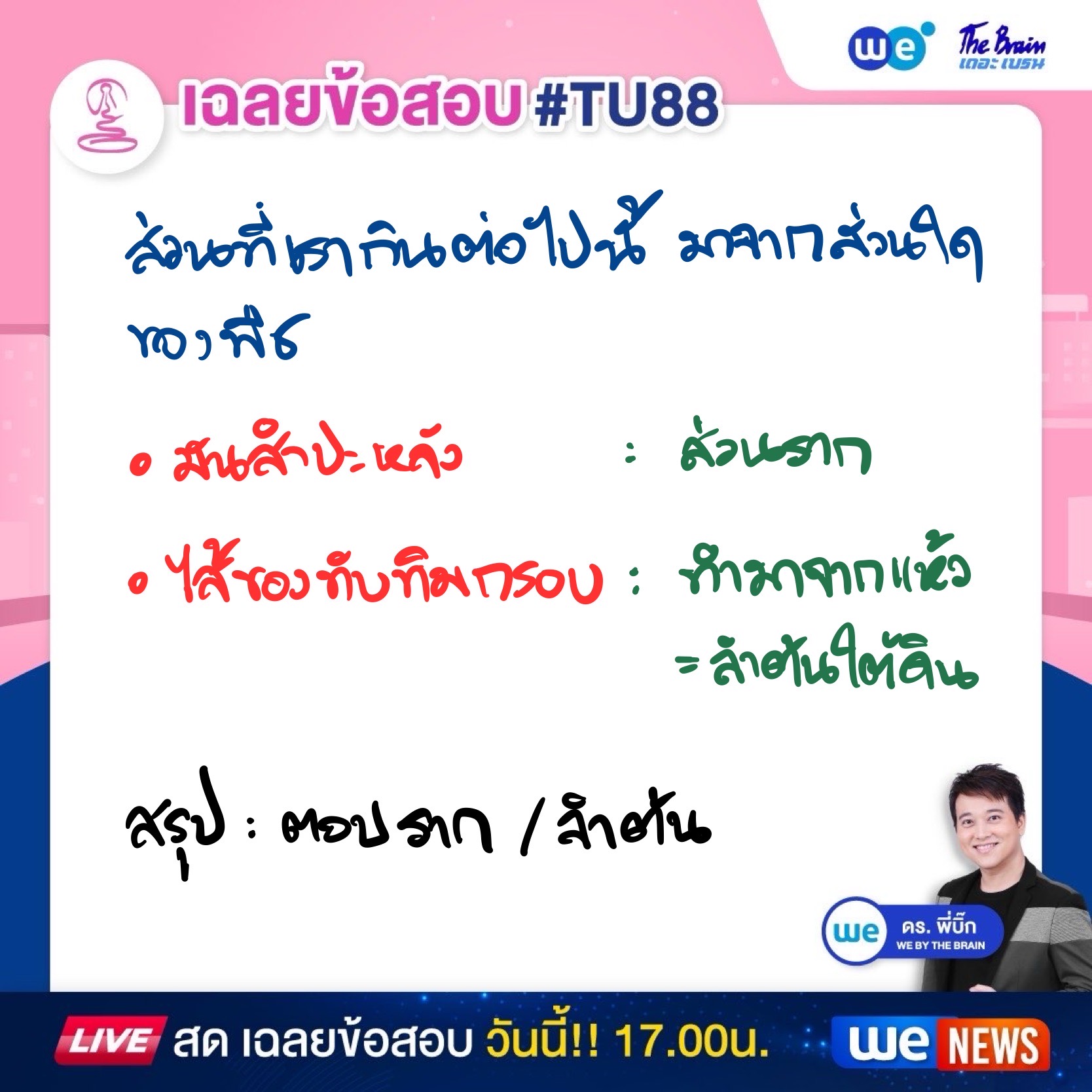 ข้อสอบชีววิทยา สอบเข้า ม.4 เตรียมอุดมฯ ปี 68 พร้อมเฉลย #TU88 ข้อที่ 3