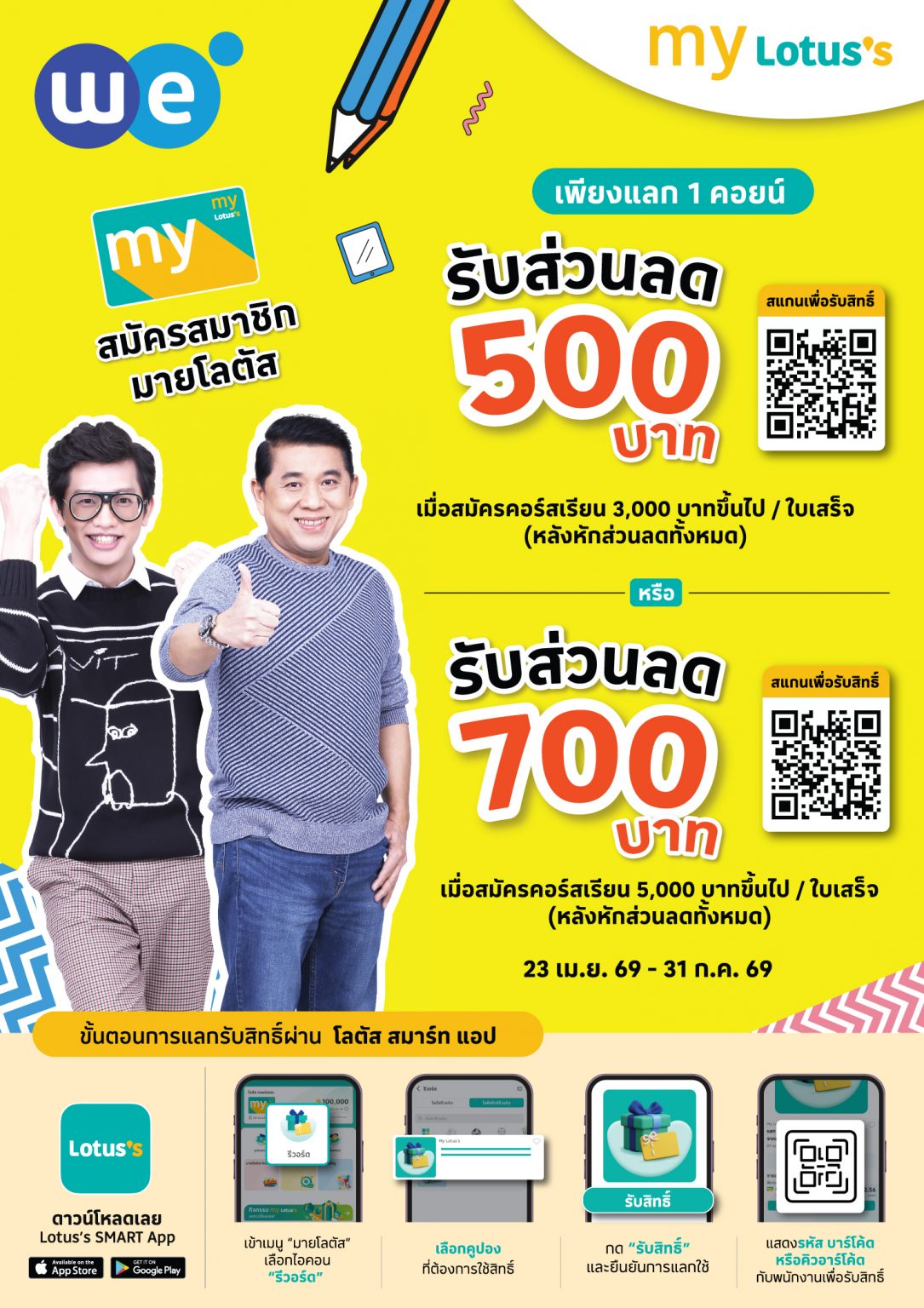 โปรโมชั่น วันที่ 23 เมษายน - 31 กรกฎาคม 2569 WE X LOTUS ที่ WE BY THE BRAIN