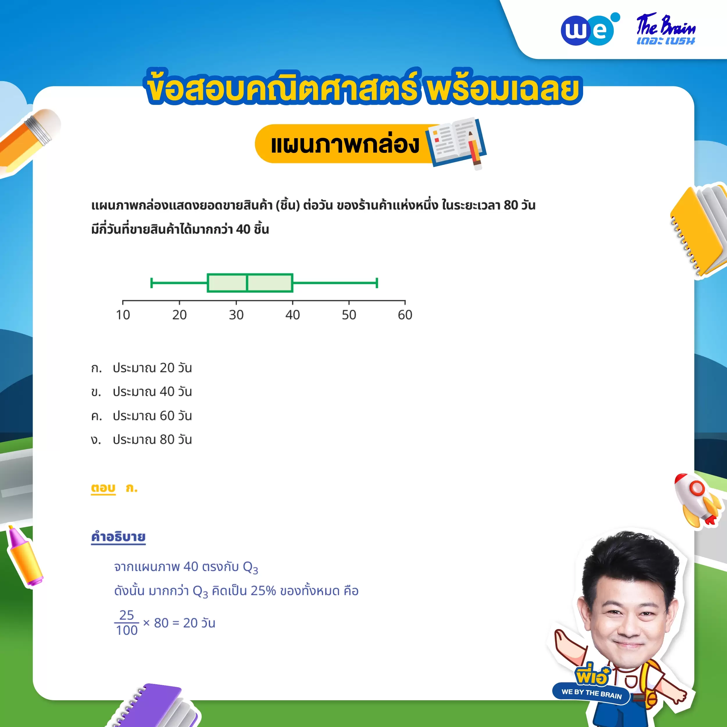 แนวข้อสอบแผนภาพกล่อง พร้อมเฉลยละเอียด ข้อที่ 2